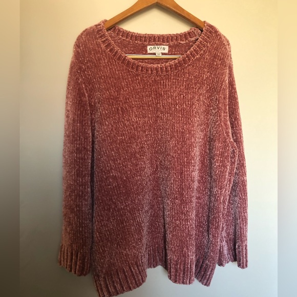 Women’s Orvis Chenille Sweater XXL – Soft Dark Blush Pink Cozy Knit - Picture 3 of 8